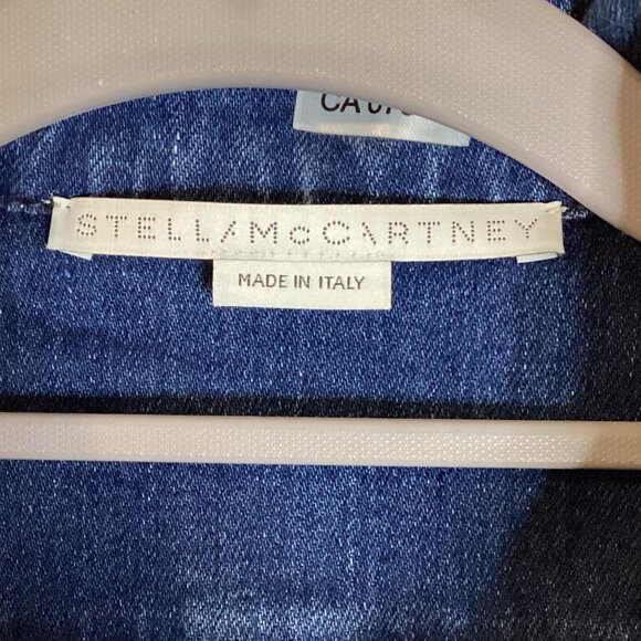 Stella McCartney Womens Blue Denim Short Sleeves Legs Jumpsuit Front Zip Pockets - Picture 8 of 10